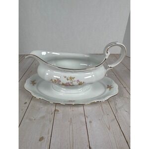 Johann‎ Haviland Michele Bavaria Germany Gravy Boat Underplate Gold Trim